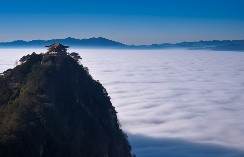 在山顶上欣赏着云海壮观背景图,高清,摄影图,摄影图片,图片大全,摄影图免费下载